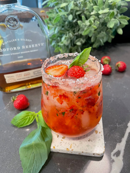 Honey Strawberry Bourbon Smash